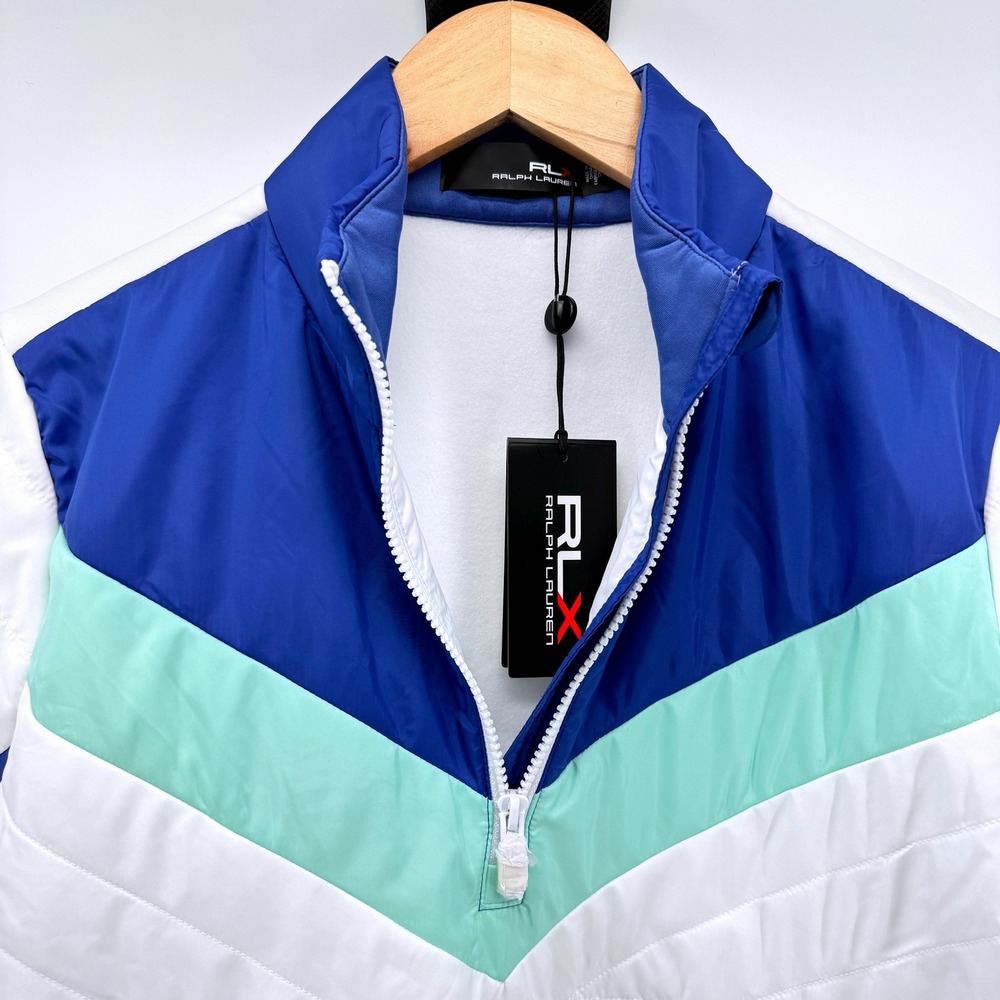 RLX Ralph Lauren Women's White Blue Golf Pullover Jacket Quarter Zip NWT - Picture 4 of 16